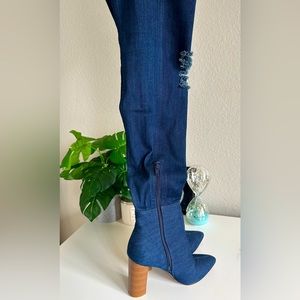 Denim Thigh High Boots